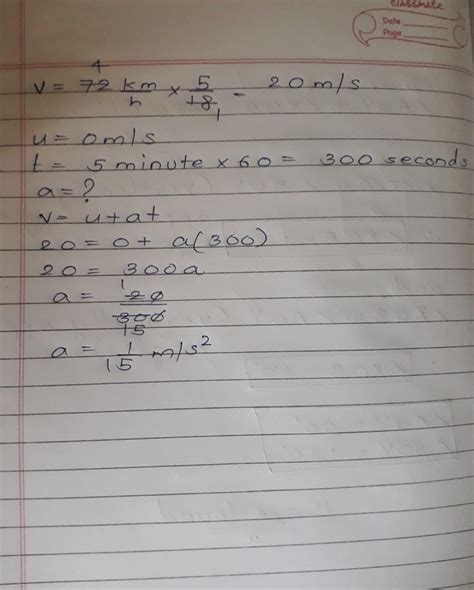 A train starting from rest attains a velocity of 72km/h-1 in 5 minute ...