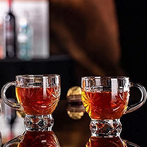 Buy YZM Glass Coffee Mugs Tea Cups Set of 6 - Transparent, Glass Cups ...