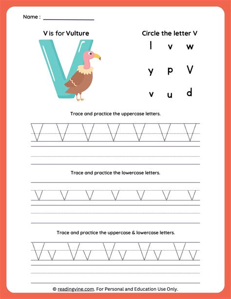 Letter V Tracing | Worksheets for Preschool