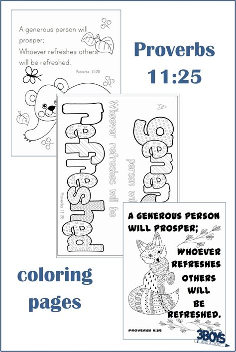 Proverbs 11.25 Coloring Pages teaches Generosity