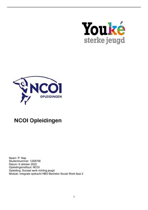 Integrale opdracht HBO Bachelor Social Work fase 2 Behaald! - Integrale ...