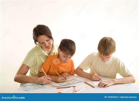 Happy mom and children stock photo. Image of group, love - 15202264