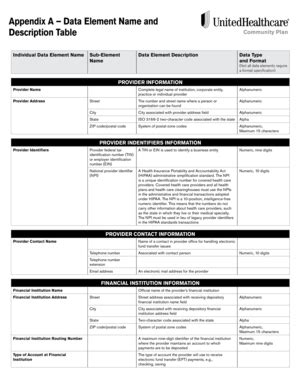 Fillable Online Appendix A Data Element Name and Fax Email Print ...
