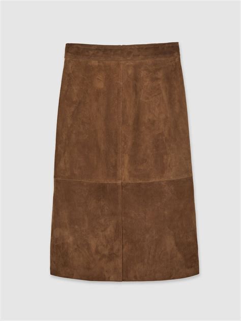Buy Reiss Tan Brown Miley Suede Straight-Fit Midi Skirt from Next India