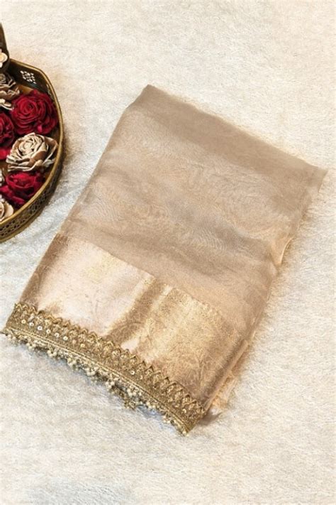 Tissue Silk Saree – Silver Pure Banarasi Saree – Mantavya