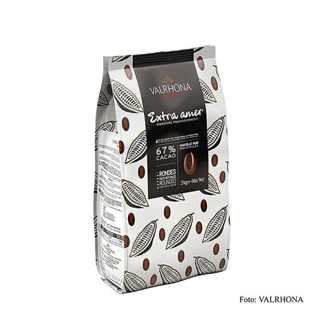 Valrhona Extra Amer, Bitter Couverture as callets, 67% cocoa, 3kg, bag ...