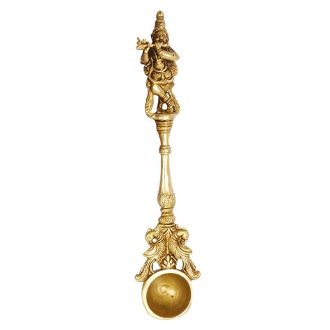 Buy ARTVARKO Krishna Havan Spoon Brass Idol Sculpture Ritual Achmani ...