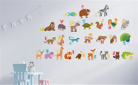 Buy PAPER PLANE DESIGN' Abcd English Alphabets Animals Name Baby Decor ...