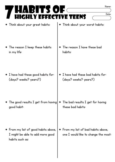 7 Habits Of A Highly Effective Teenager Worksheets - Acicabuja