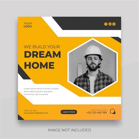 Conrstruction social media post and real estate banner template ...