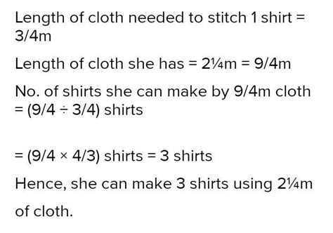 A4. Reshma uses 3 m of a cloth to stitch a short how many stocks can ...