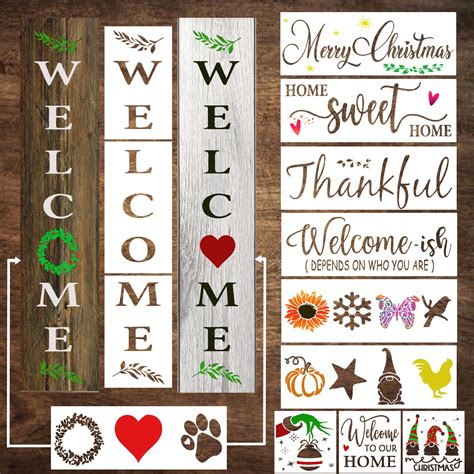 Large Welcome Stencils For Painting On Wood Vertical Welcome Sign ...