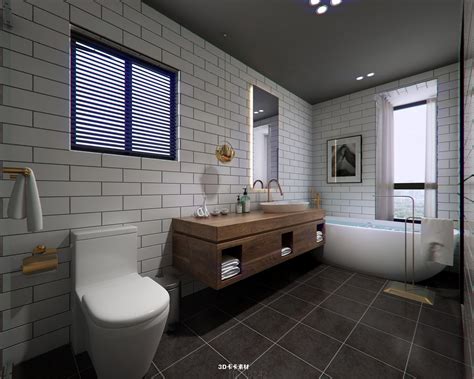 北欧简约卫生间厕所3D模型ID：16242-3D卡卡素材分享网