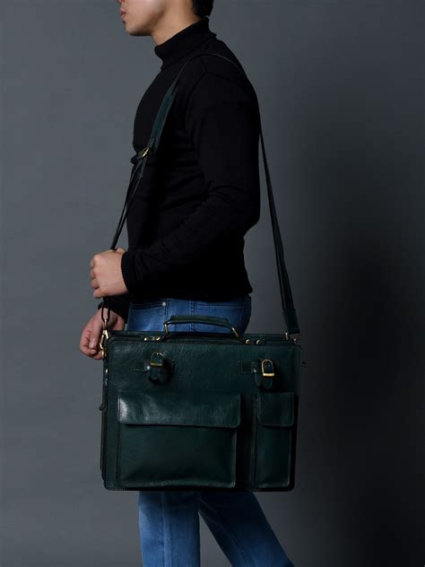 Tuscany Italian Leather Briefcase, Green — MaheTri