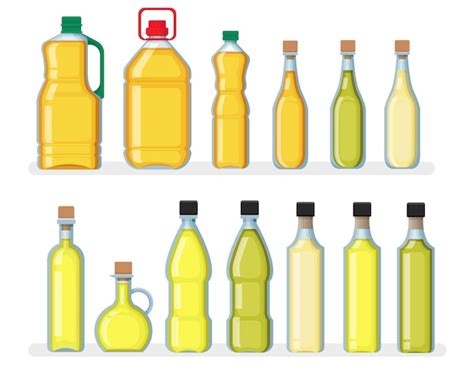 Pflanzenöl verschiedene Flaschen gesetzt. | Premium Vektor