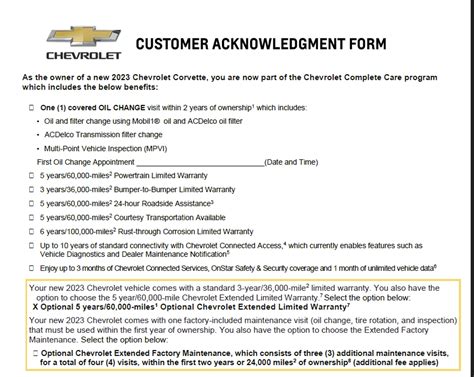 2023 Corvette Customer Acknowledgement Form - CorvetteForum - Chevrolet ...