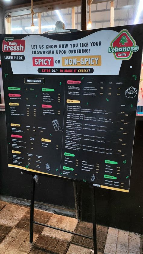 Menu at Lebanese Grills, Kottayam