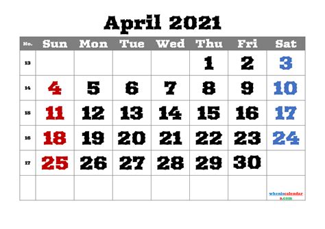 Calendar april 2021 free printable – Artofit