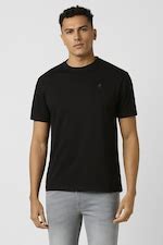 Buy Men Black Solid Round Crew Neck T-shirt Online - 39712067 | Peter ...