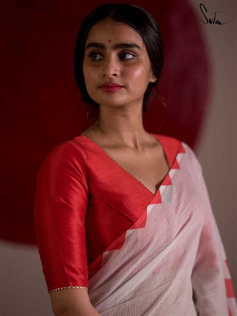 Red Art Silk V Neck Padded Blouse|Jamanthi|Suta