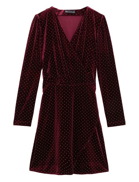 Buy Velvet Studded Knee Length Wrap Dress at Marks & Spencer