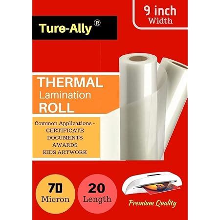 True-Ally Thermal Lamination Sheet roll 9 inch x 20 mtrs, 70 Micron, A4 ...
