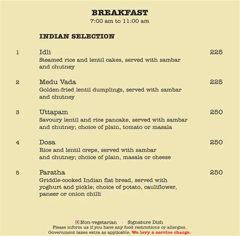 Menu at Citrus Cafe - Lemon Tree Premier, Kolkata