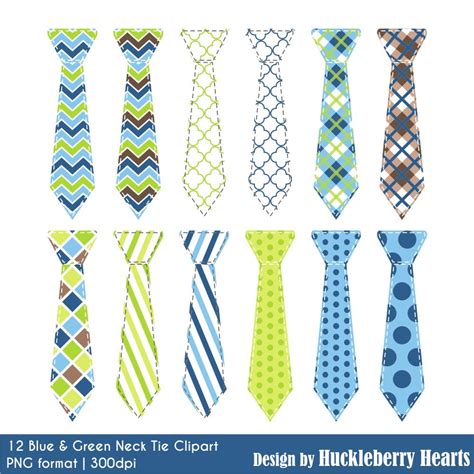 Neck Tie Clipart, Digital Ties, Digital Neck Ties, Blue and Green ...