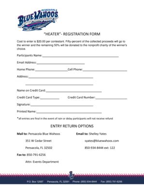 Fillable Online heater - registration form entry return options - MiLB ...