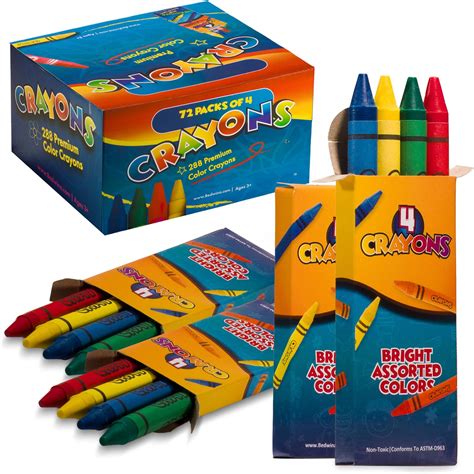 THE TWIDDLERS 144 Boxes of Wax Crayons for Kids - 4 Crayons Per Box ...