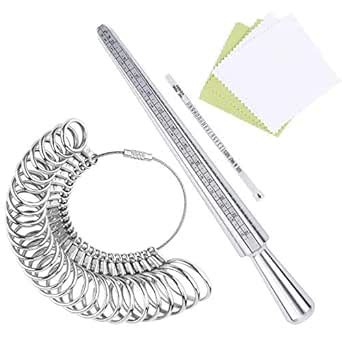 UUBAAR Ring Sizer Measuring Tool Set | 4-Size Aluminum Ring Mandrel, 27 ...