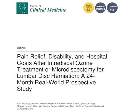 Pain Relief, Disability, and Hospital Costs After Intradiscal Ozone ...