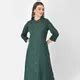 PISTAA Green Cotton Solid Kurta With Printed Flair Palazzo Bottom Set ...