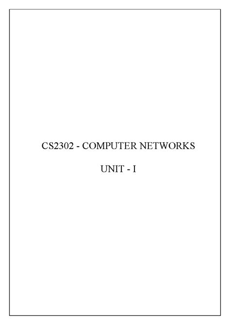 CN-Unit1-Notes - COMPUTER NETWORK UNIT 1 NOTES - CS2302 - COMPUTER ...