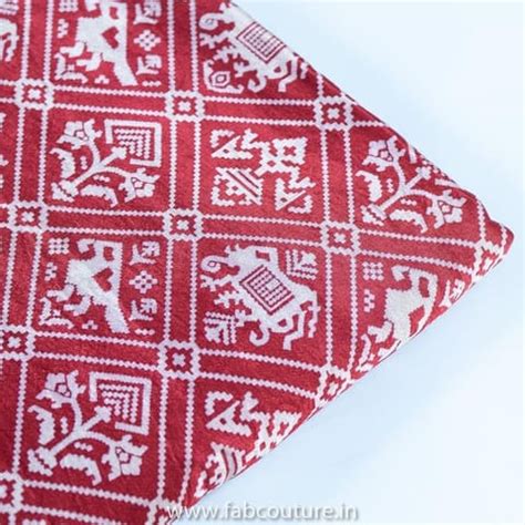 Maroon Color Mashru Silk Ajrakh Print