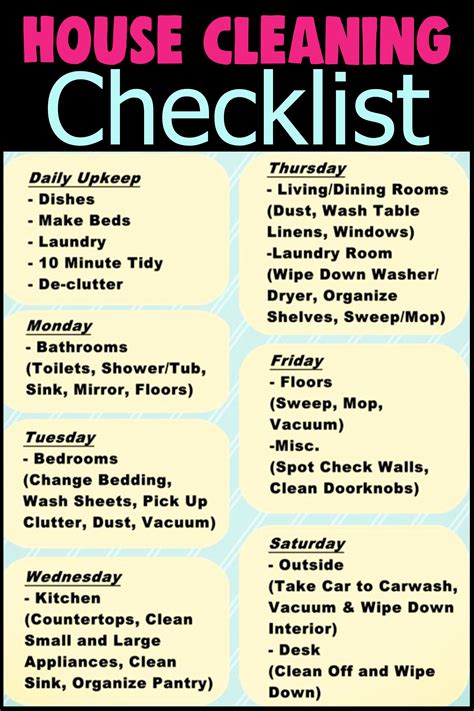 PRINTABLE Daily Weekly Monthly Cleaning Schedule Checklists-2025 ...