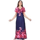 Buy G4Girl Women's Satin Silk Geometric Print Maxi Kaftan Nighty Gown ...