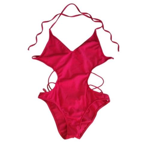 Women's Red Swimsuit-one-piece | Depop