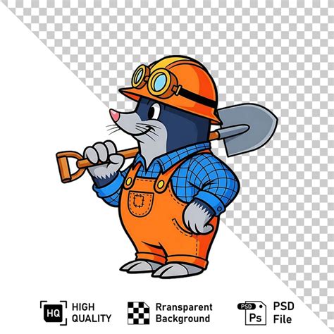 Cartoon mole construction worker with shovel and helmet | Premium AI ...
