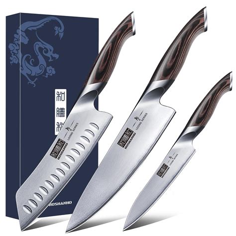 Amazon.com: HOSHANHO 3 Pieces Knife Set, Professional Japanese AUS-10 ...