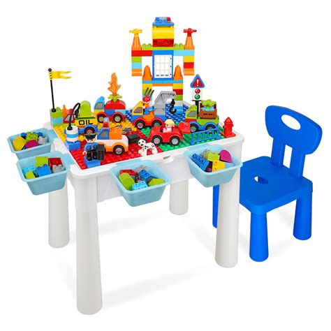 儿童积木桌 兼容乐高多功能拼装桌益智学习桌 游戏沙盘桌椅套装-阿里巴巴
