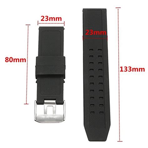 EwatchAccessories 23mm Black Silicone Rubber Watch Band Strap : Amazon ...