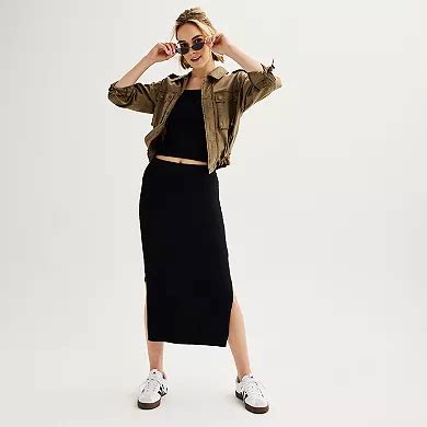 Juniors' SO® Midi Knit Sweater Skirt with Slit