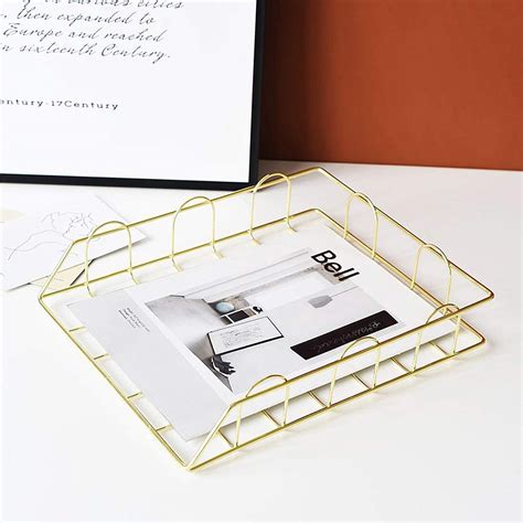 oddpod™ Gold Stackable A4 Paper & Document Tray/Elegant Metal Desk ...