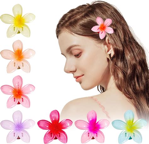 Amazon.com : 10 Pcs Hawaiian Plumeria Hair Clips, Flower Claw Clips for ...