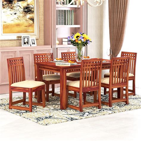 Exotic wood Sheesham Wood Dining Table 6 Seater Set Dining Room ...