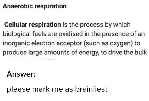 explain the process of anaerobic respiration in mitochondria of a cell ...
