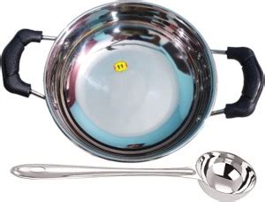 SHINI LIFESTYLE Triply Stainless Steel Kadai, Flat Bottom Induction ...