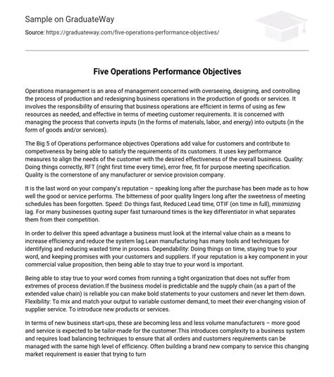 Image result for Operational Performance Objectives