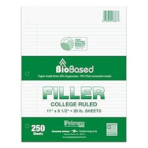 Roaring Spring Filler Paper, College Ruled, 11" x 8.5", 20# BioBase ...